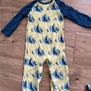 Kickee Pants Yellow and Navy Sailboat One-Piece